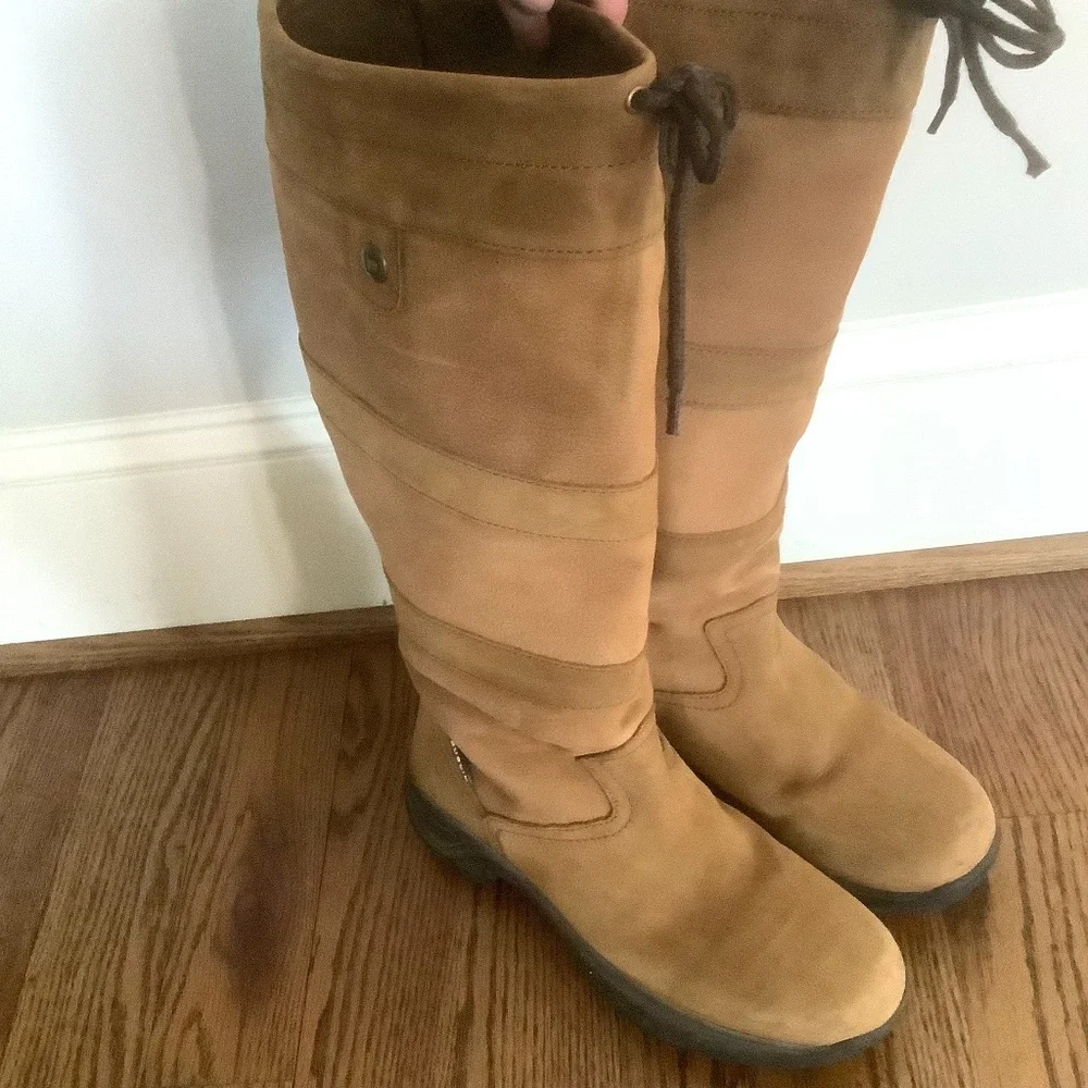 To the Knee Tan Suede Lace-Top Boots